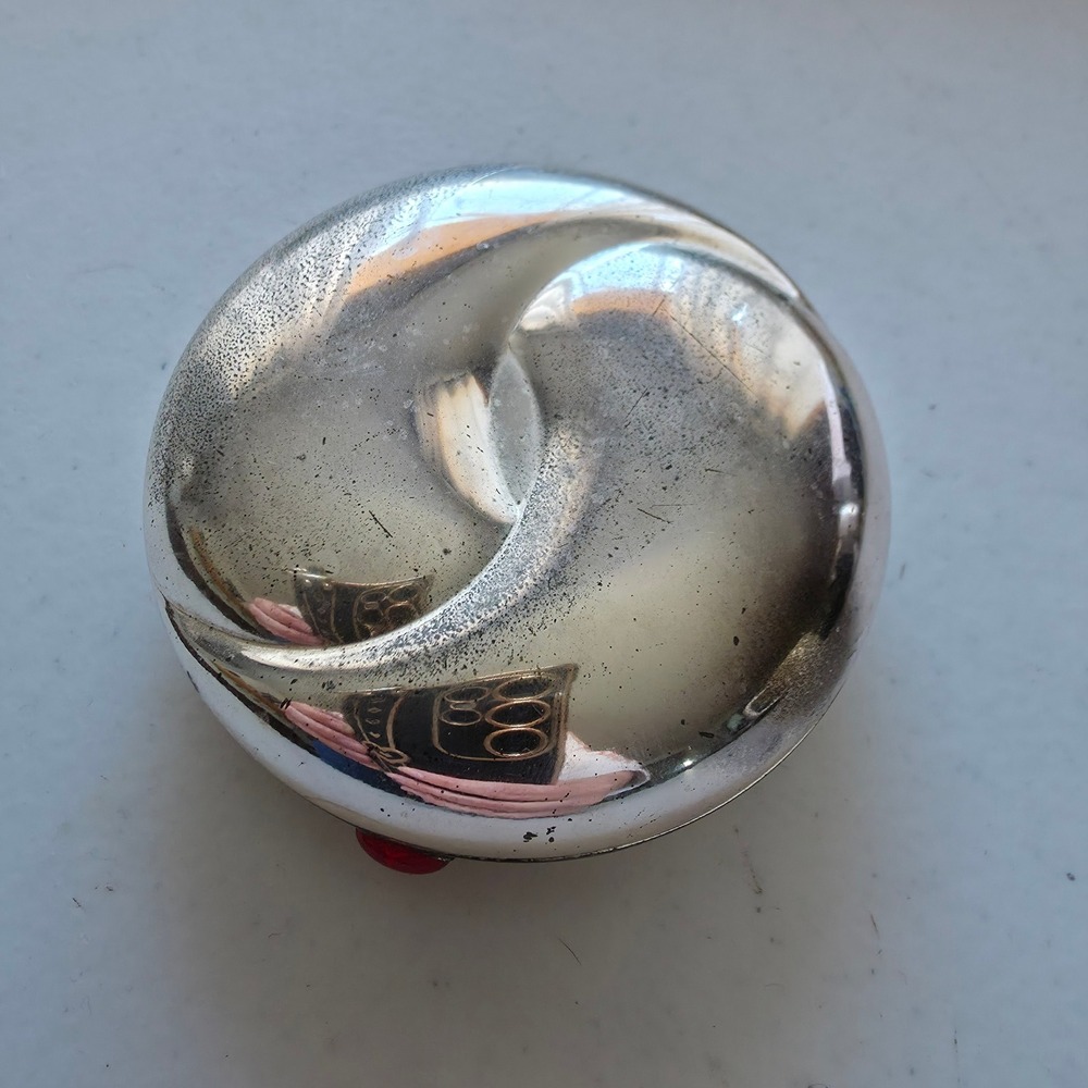 Vtg Princess Marcella Borghese‎ Unity Compact Silver Plated Red Jewel Neutrale 2